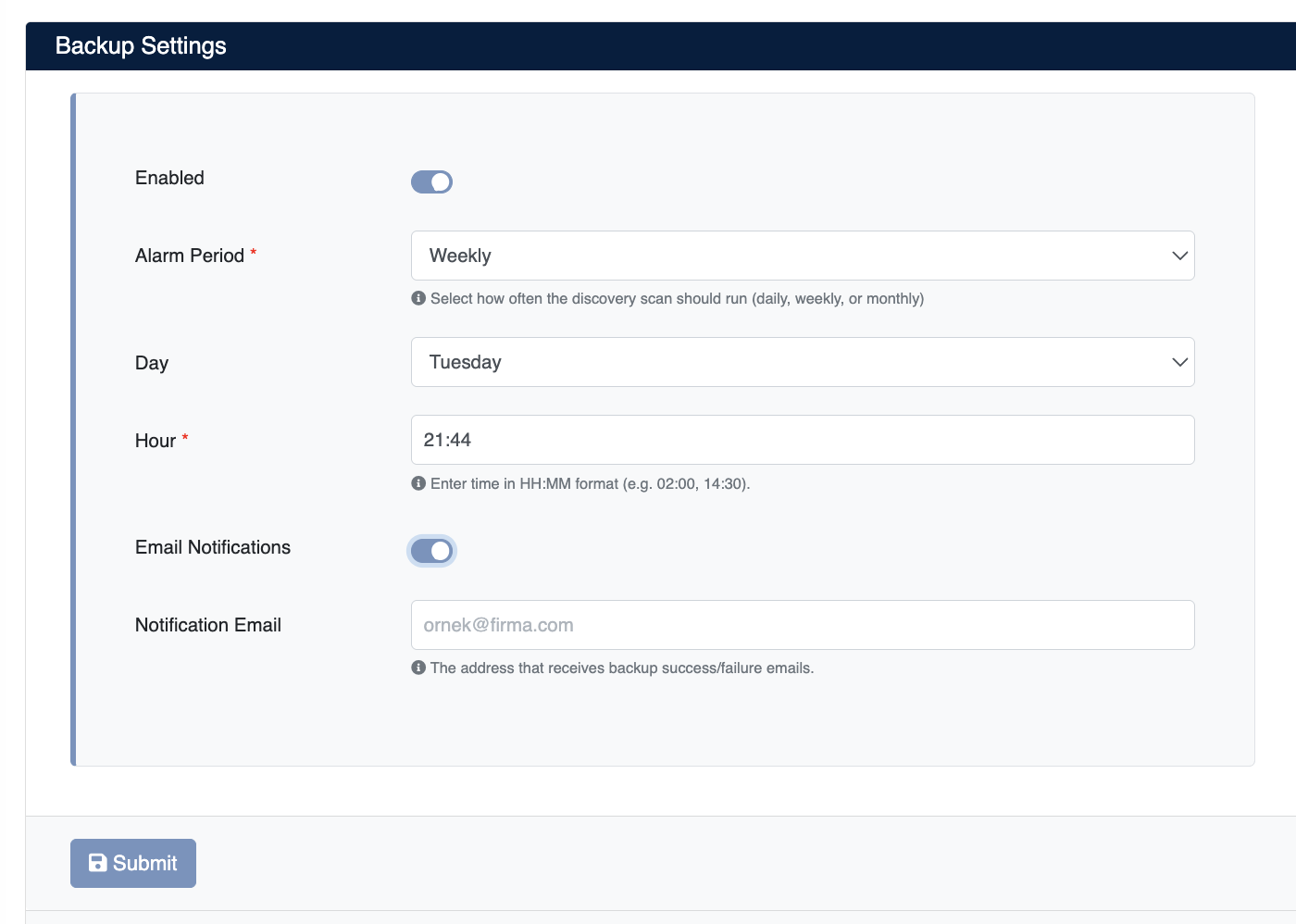 Backup Settings