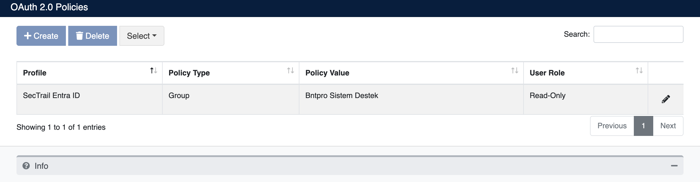 OAuth Politika Listesi