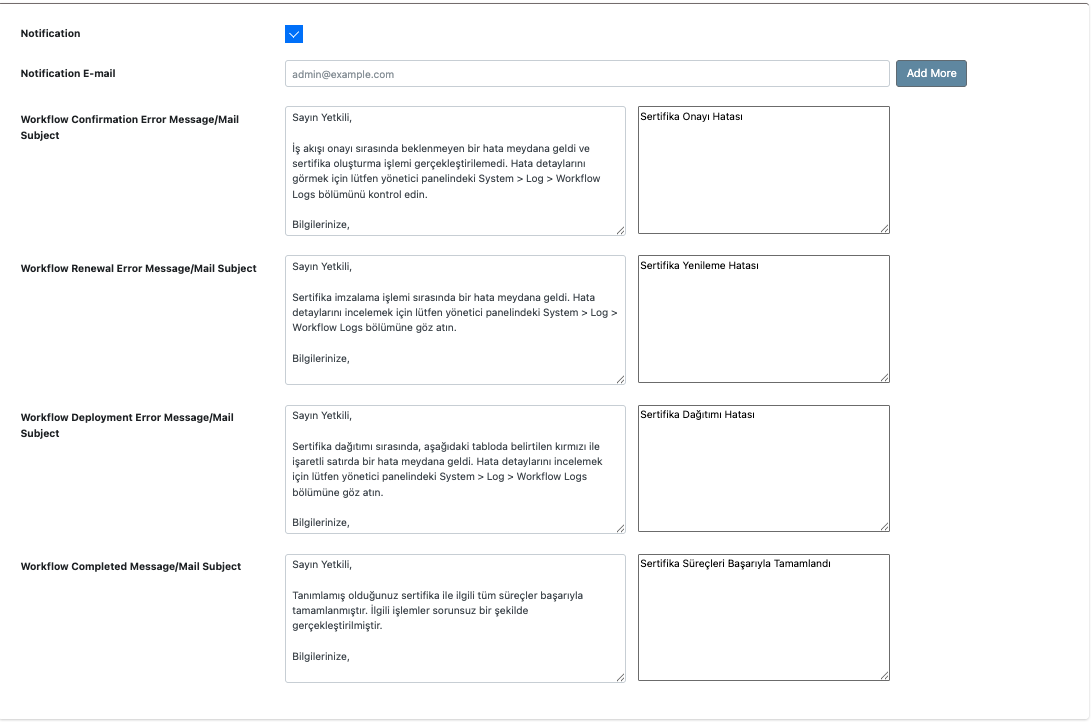 Notification Configuration
