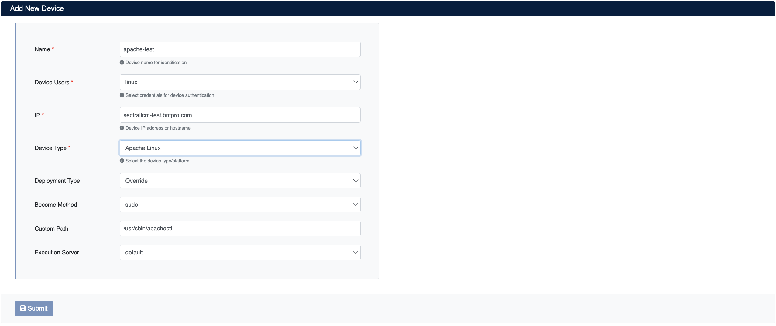 Add Apache Device