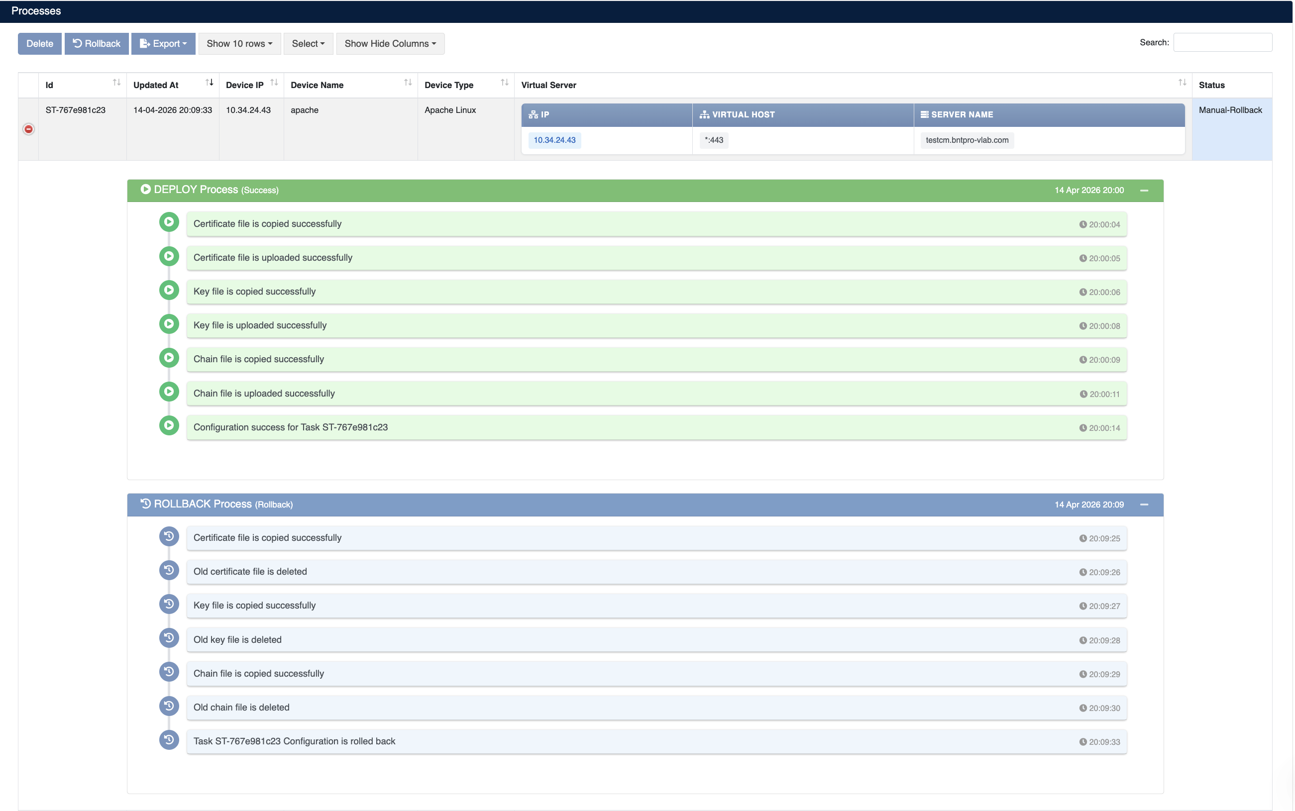 Apache Deployment Processes