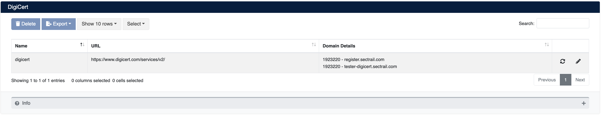 DigiCert Account List