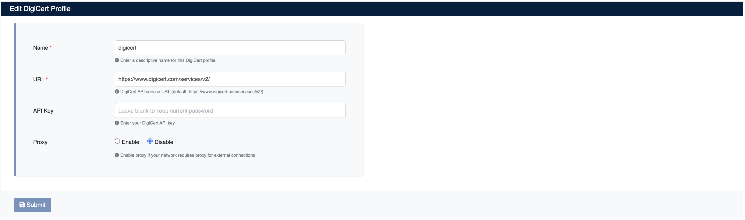 Add DigiCert Profile