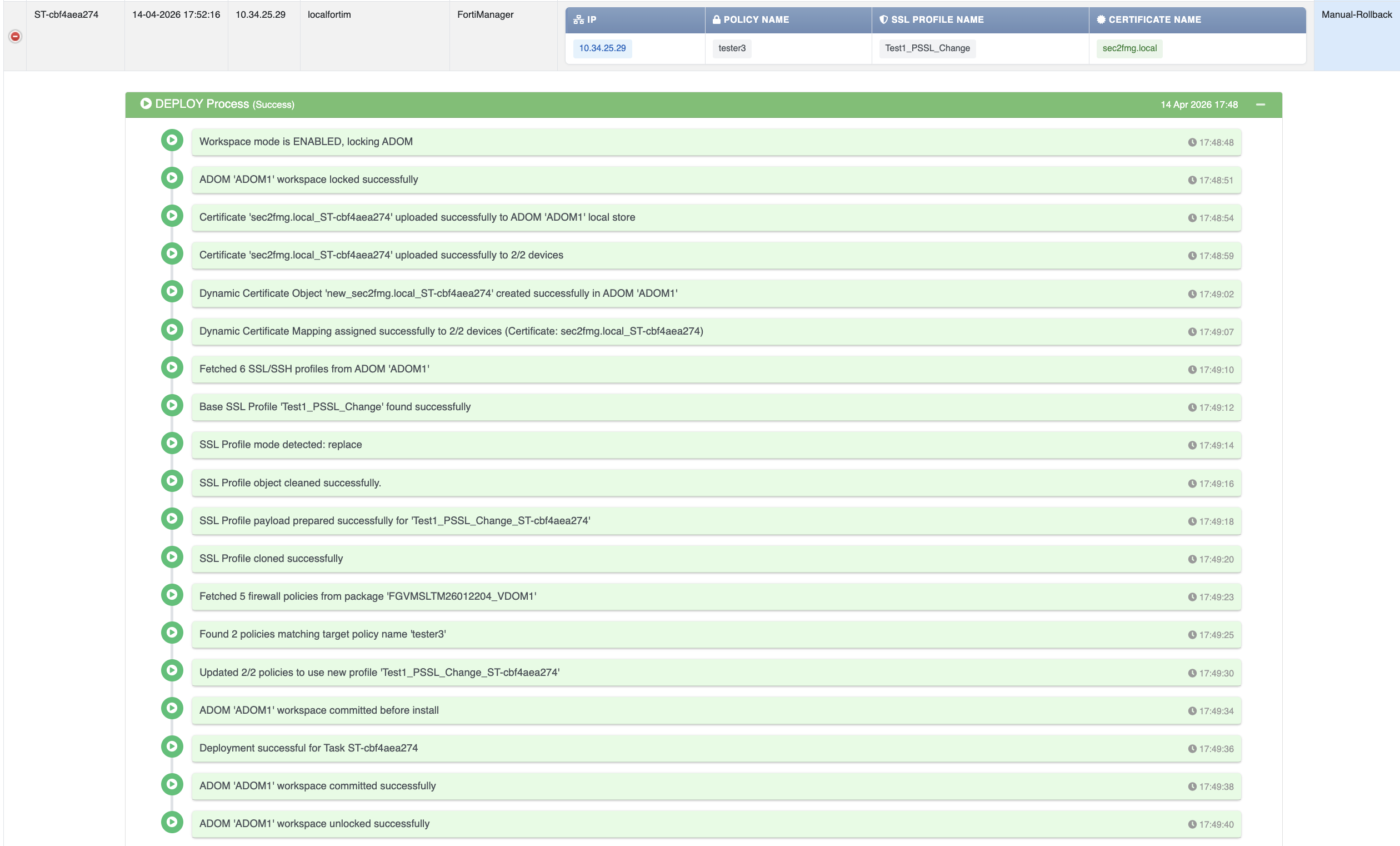 FortiManager Deployment Operations