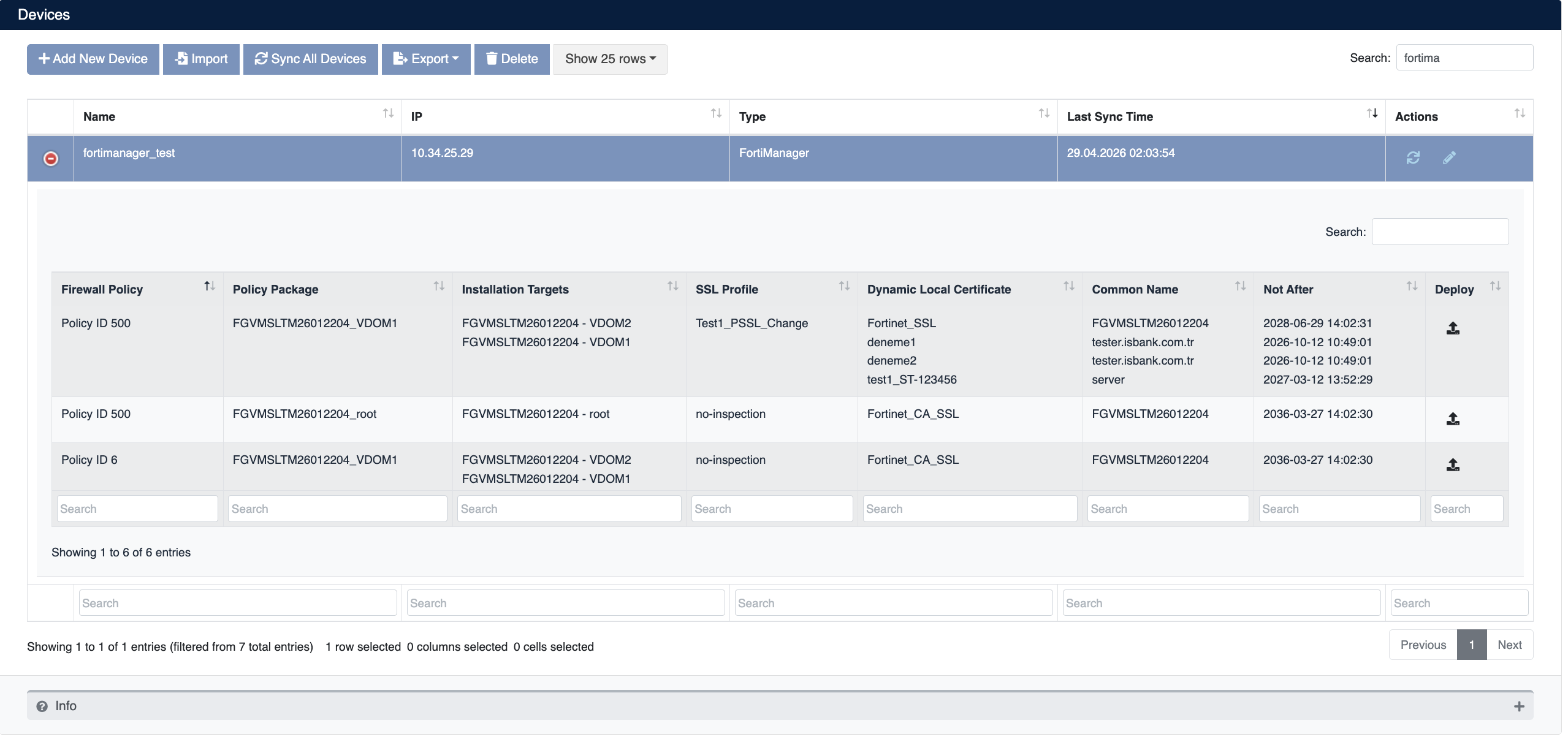 FortiManager Device Details