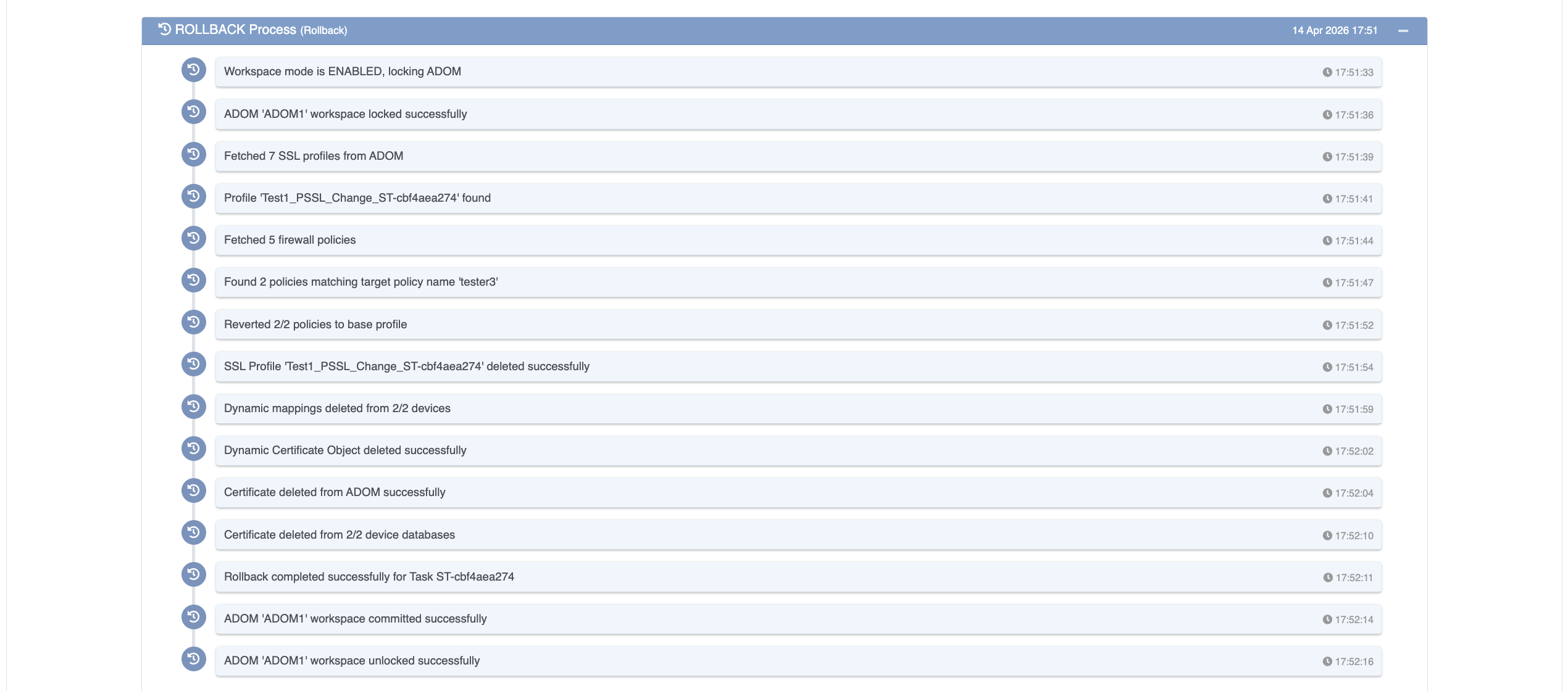 FortiManager Rollback Operations