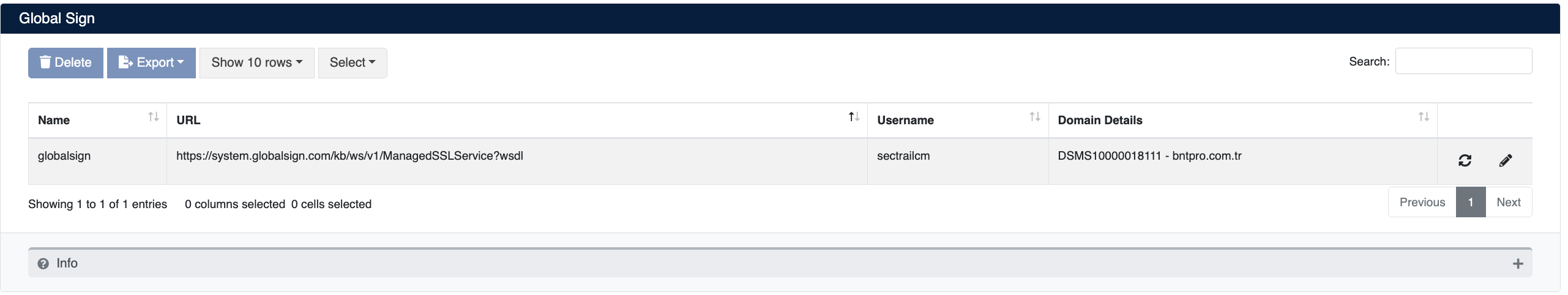 GlobalSign Account List