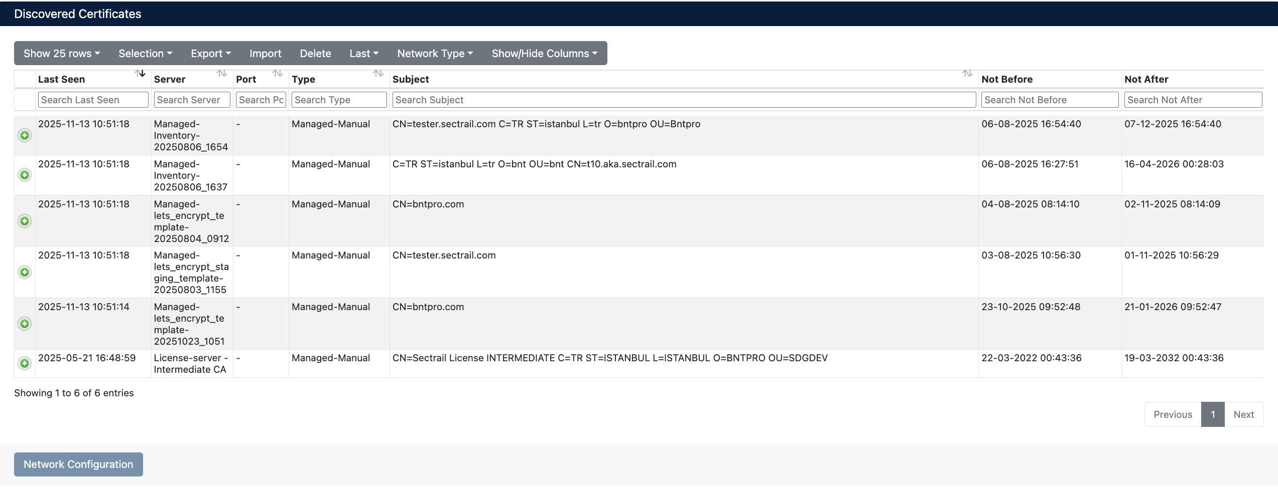 Managed-Manual Certificates