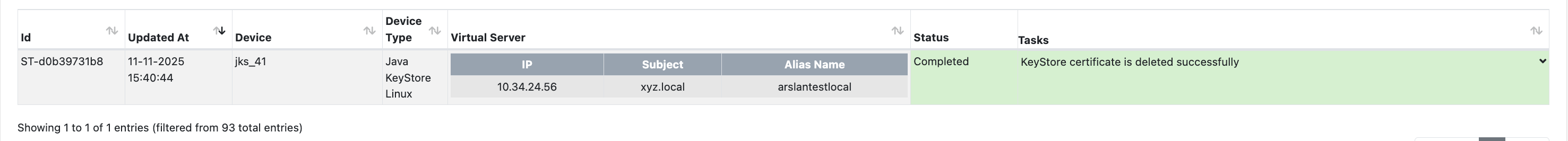 JKS Certificate Removal