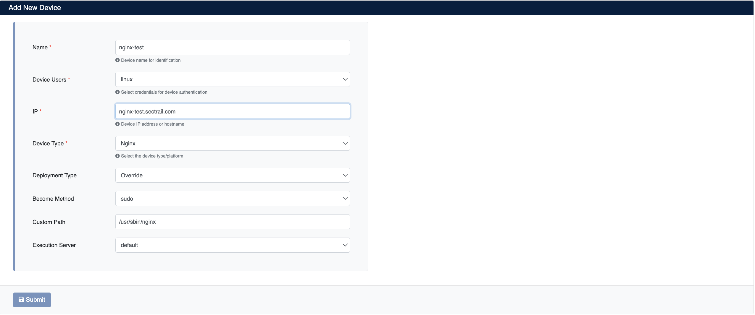 Add NGINX Device