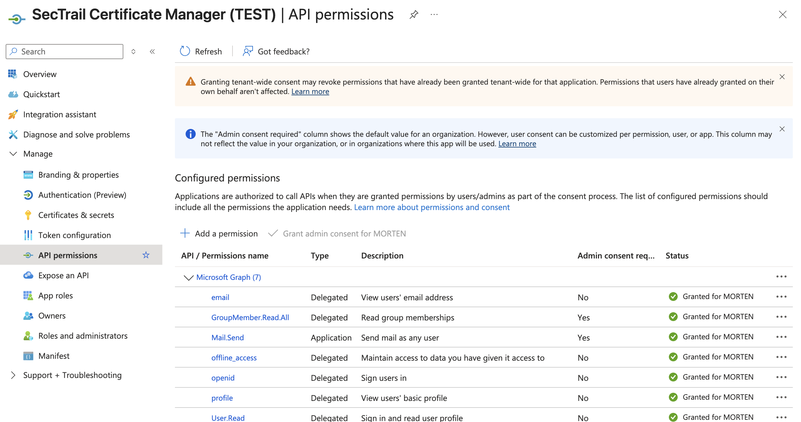 Entra ID API Permissions