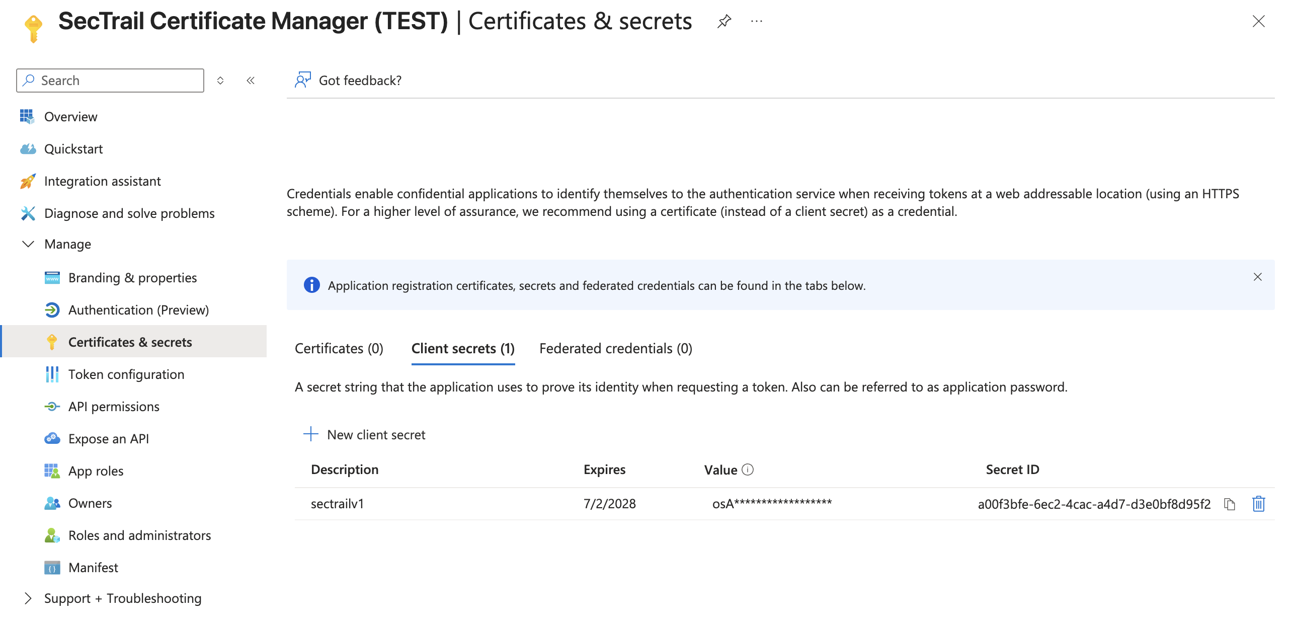 Entra ID Client Secret