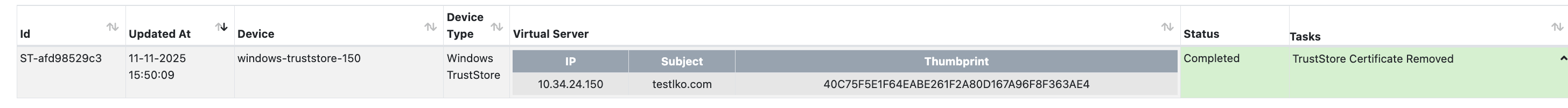 TrustStore Certificate Removal