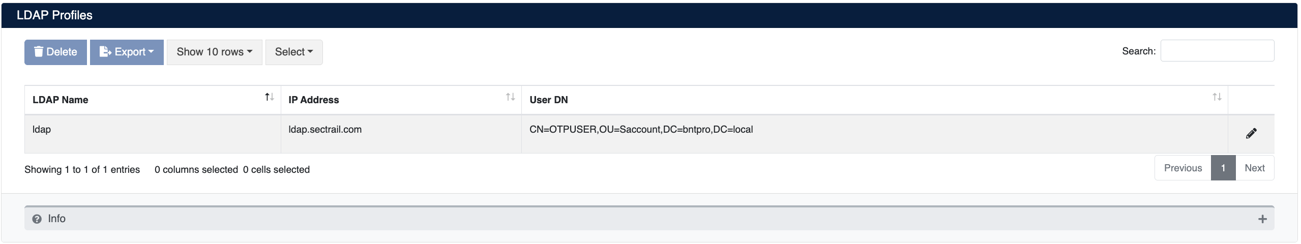 LDAP Profile List