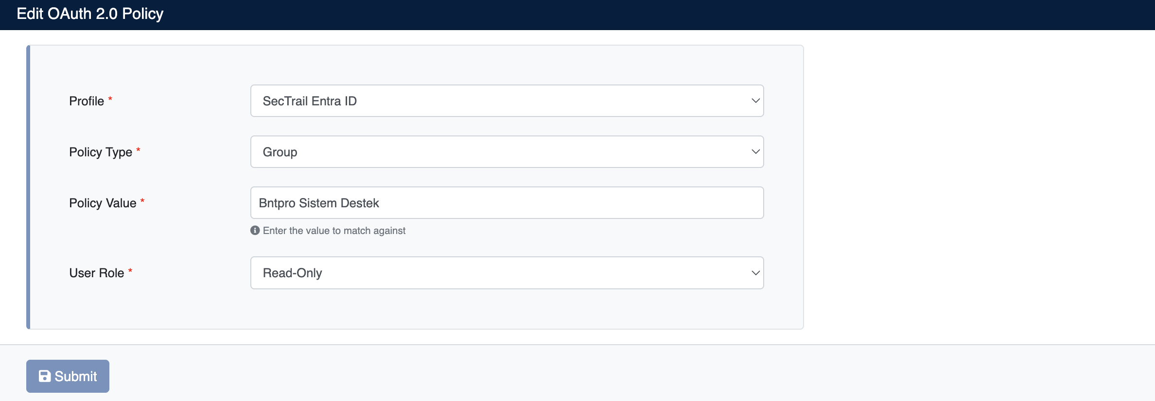 Editing an OAuth Policy