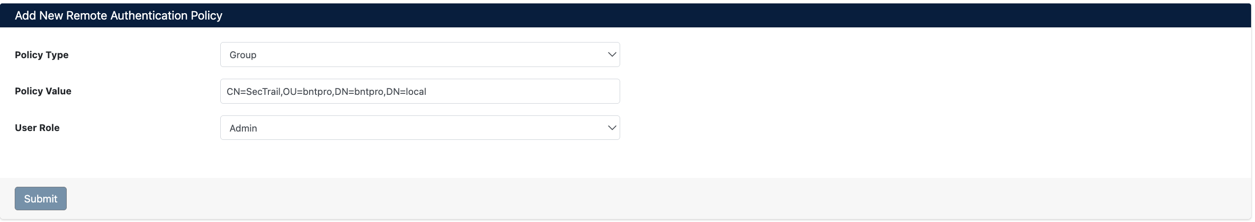 Creating a New Policy