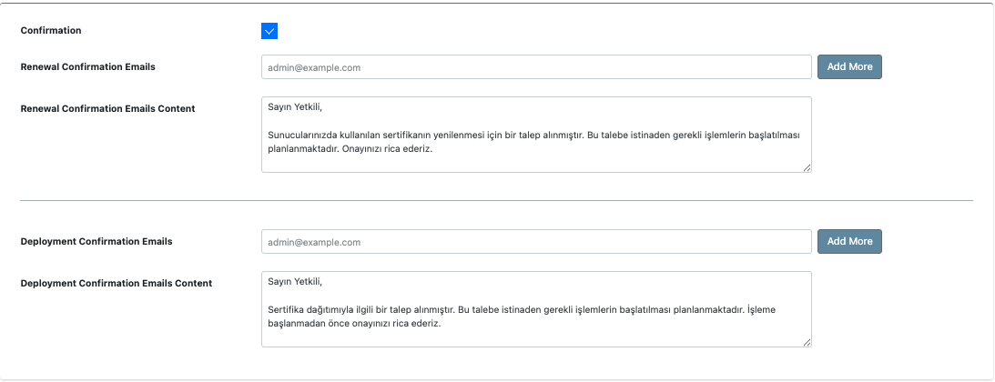 Confirmation Configuration