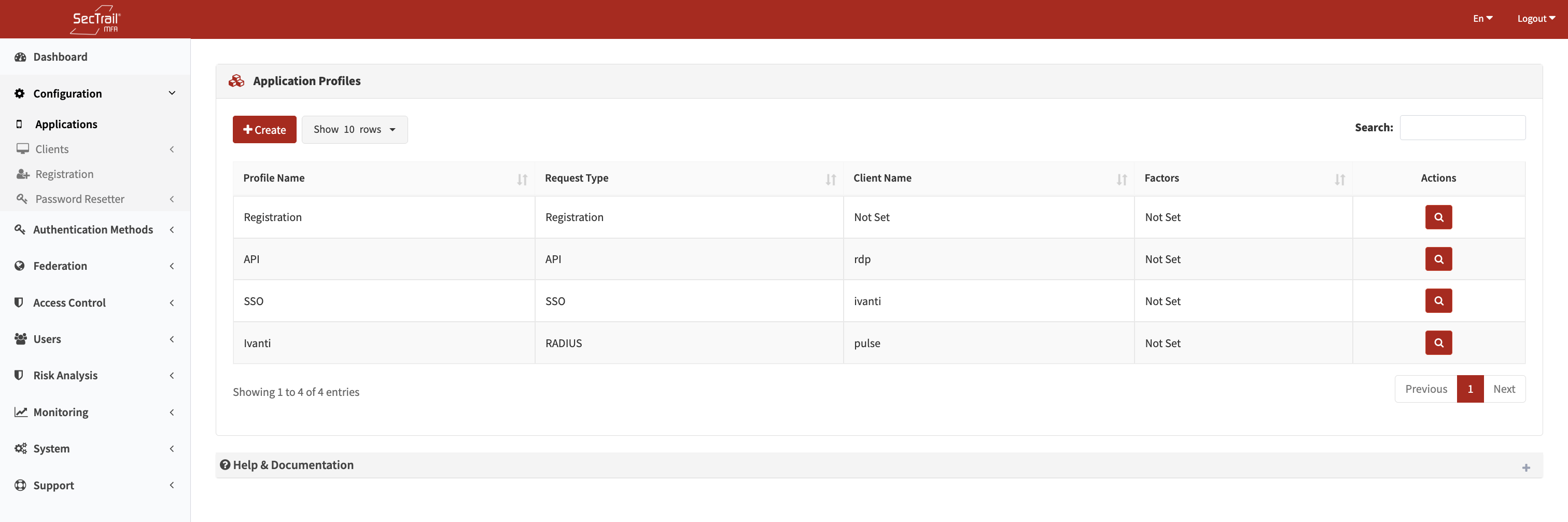 Uygulama Listesi - SecTrail MFA