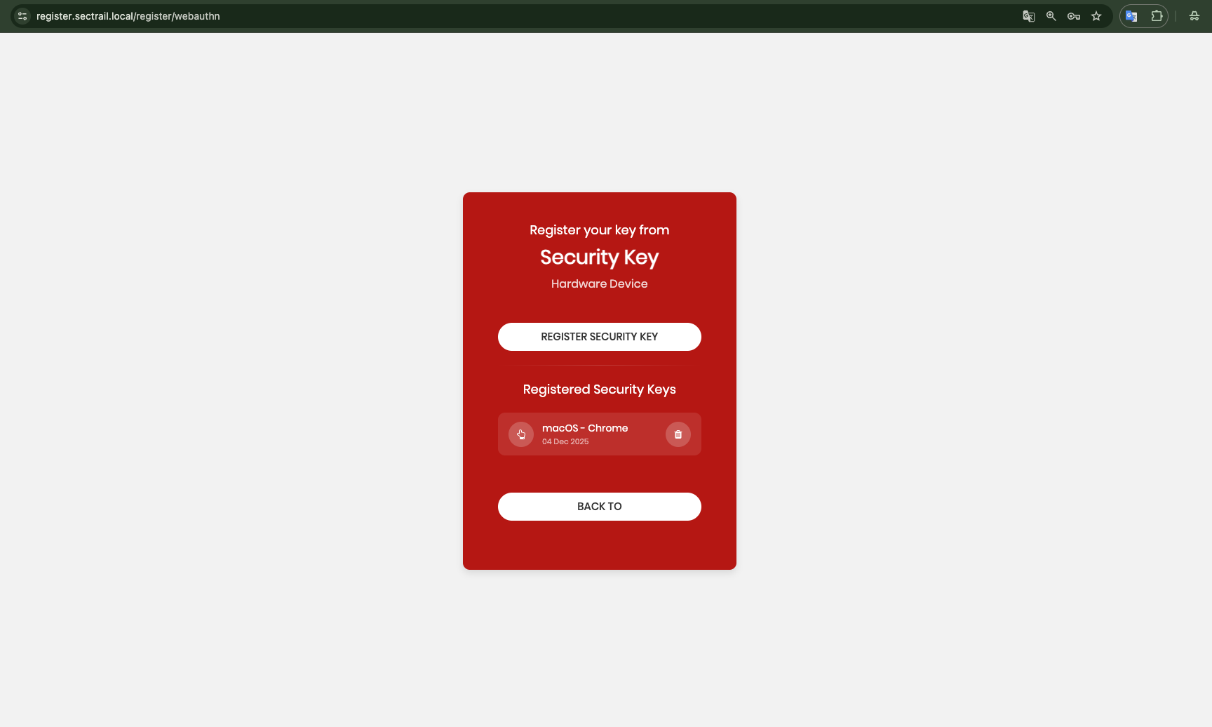 WebAuthn Kayıt Başarılı