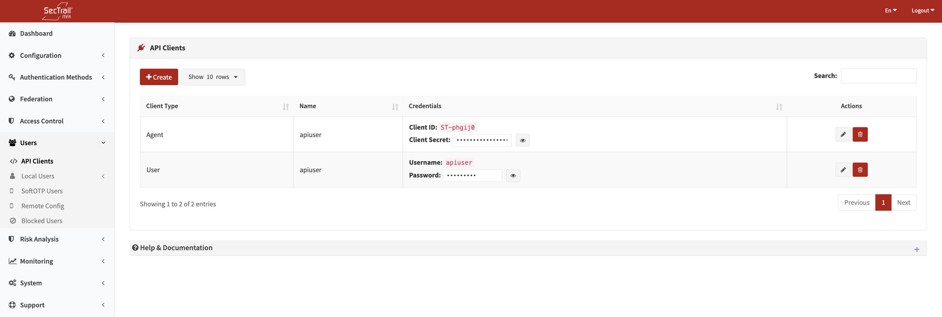 API İstemci Listesi