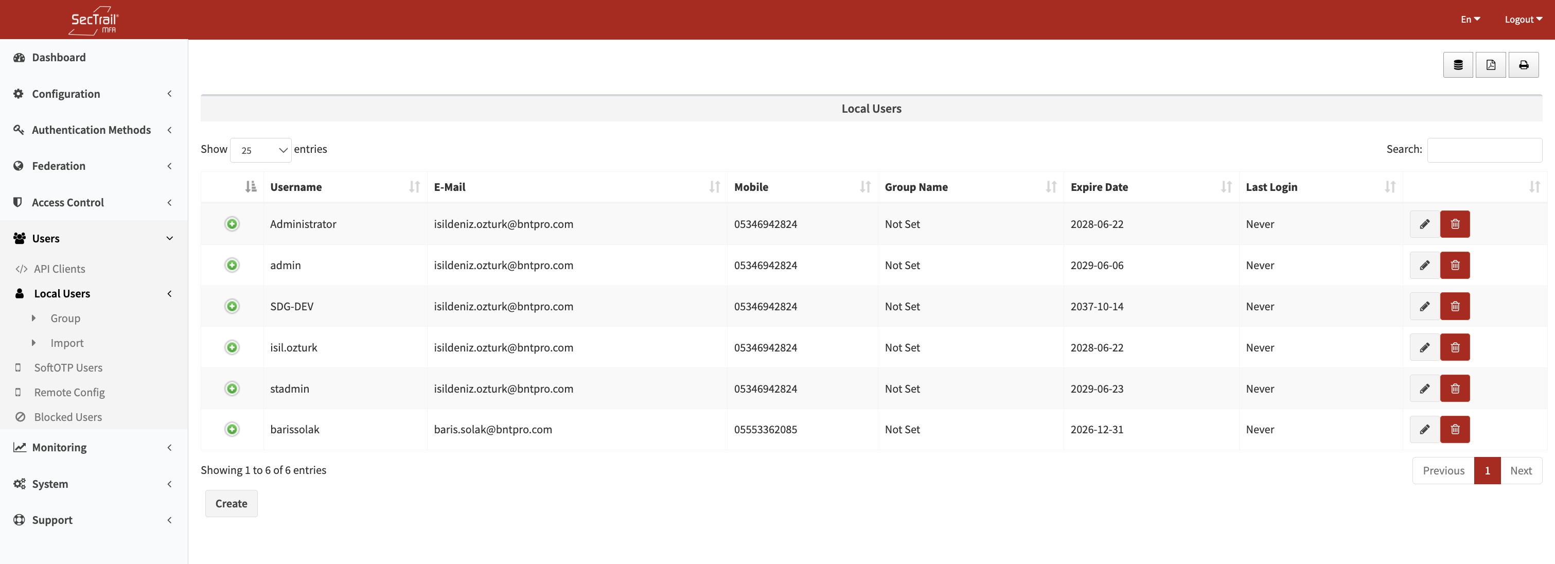 Yerel Kullanıcı Listesi
