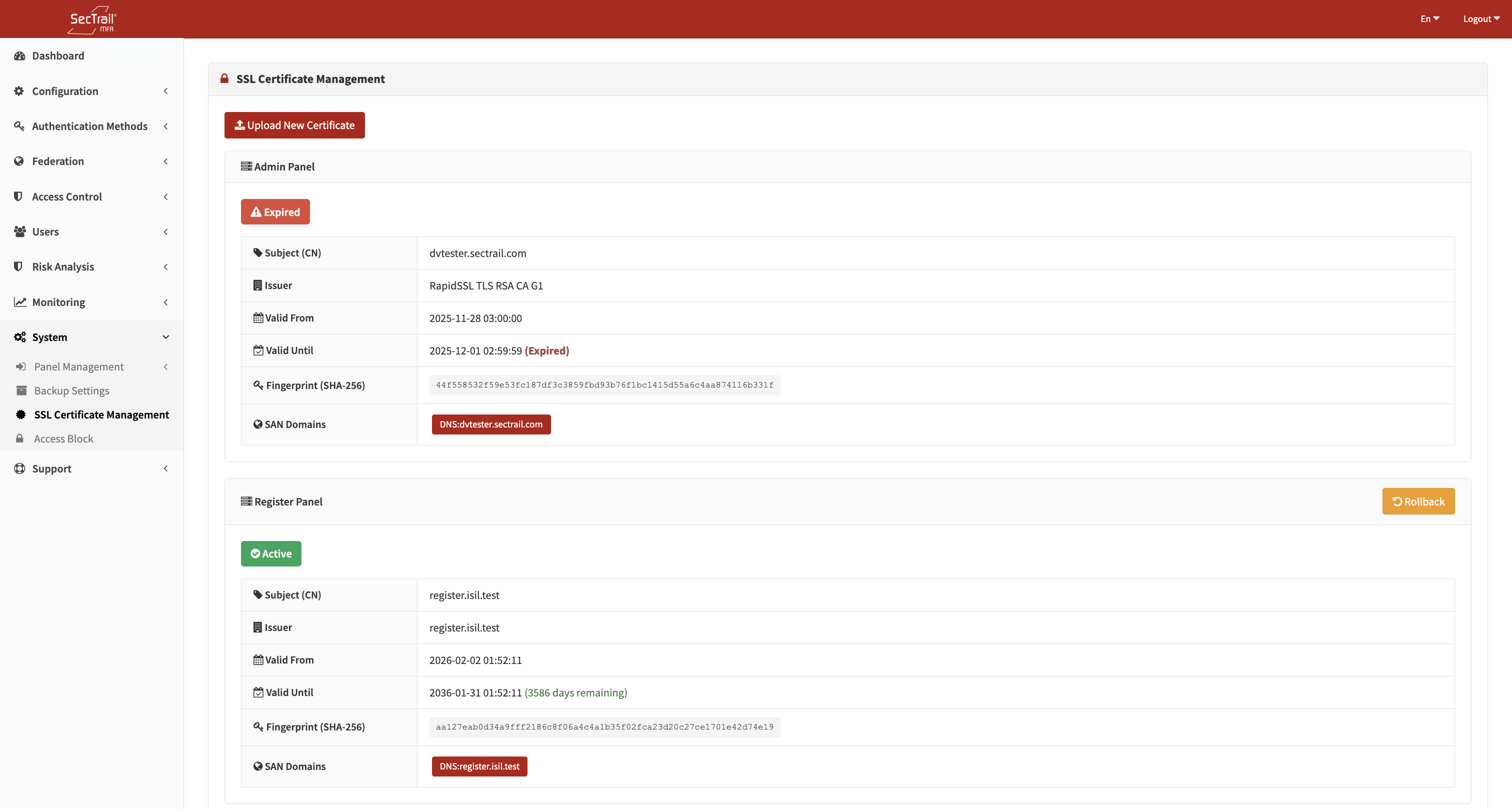 SSL Certificate Management