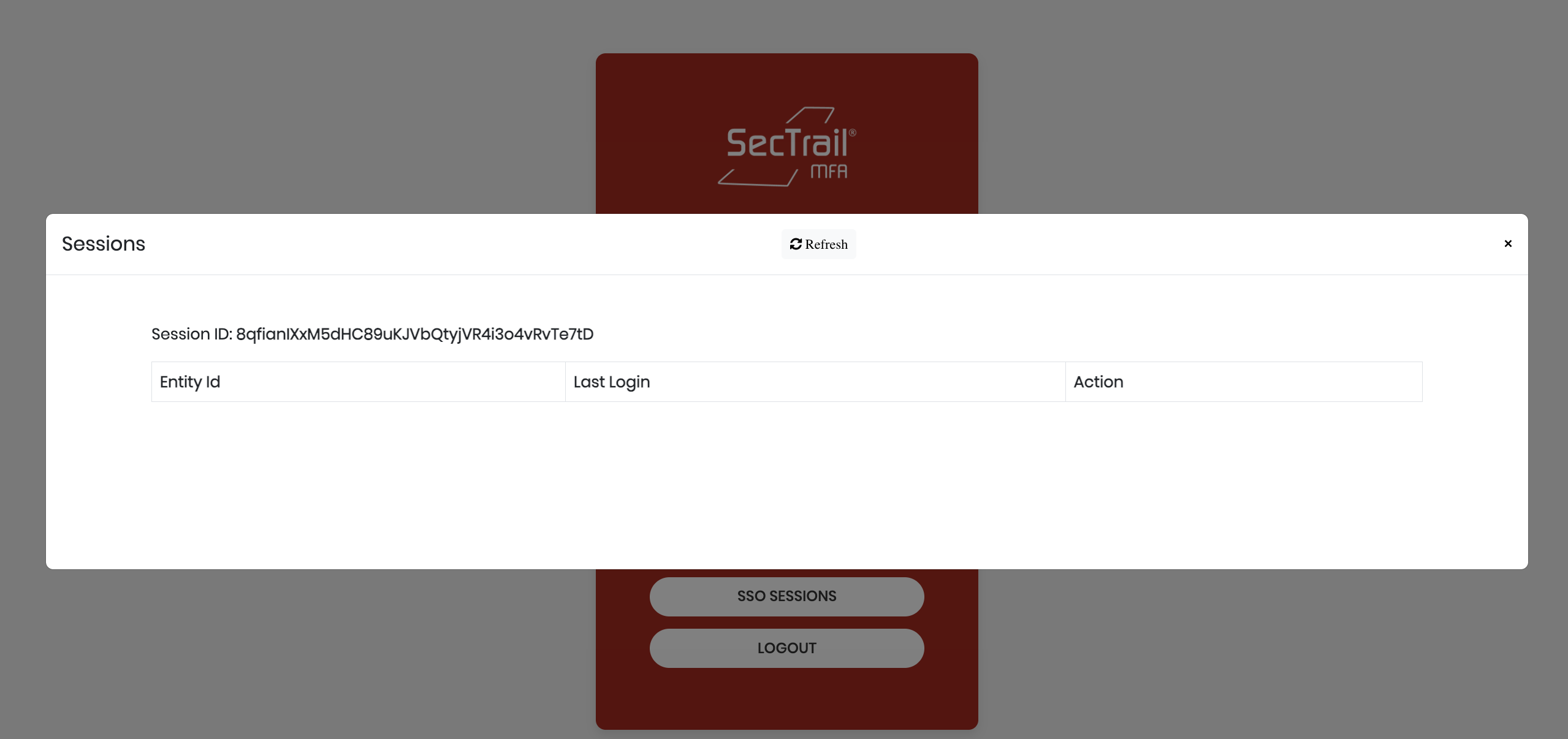 User SSO Sessions List