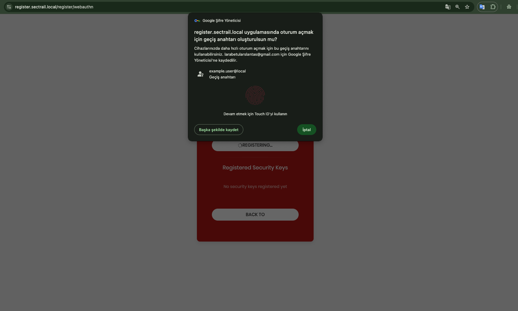 WebAuthn Browser Prompt